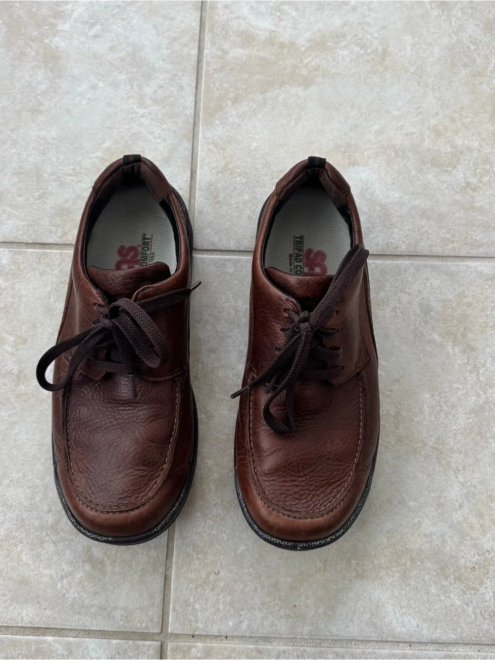 SAS Move On Brown Leather Walking Shoes Mens 7.5 W Lace Up Comfort Made In USA